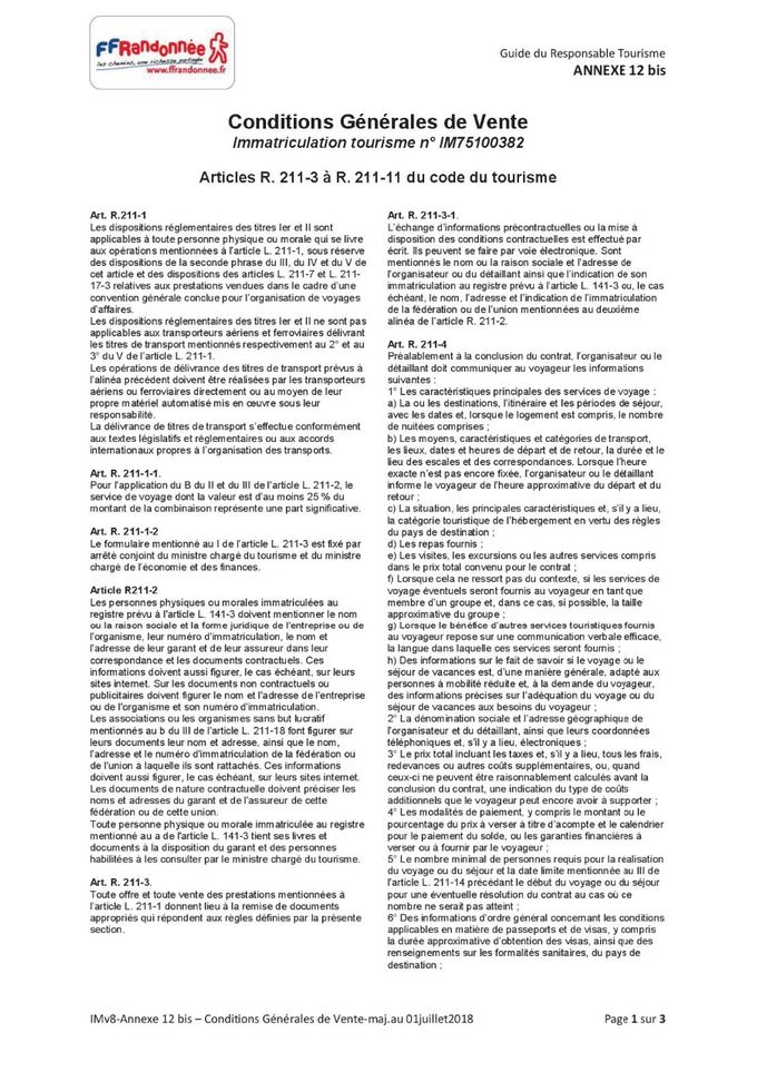 Annexe 12 Bis page 1
Conditions générales de Vente